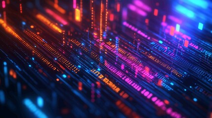 Fototapeta premium Digital background perfect for tech processes, neural networks, artificial intelligence, data transfer and security, digital storage, multimedia presentations, scientific studies, education, etc. 