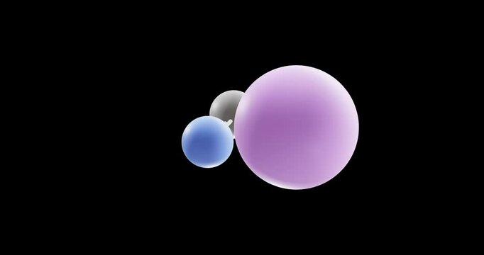 Sodium cyanide molecule, rotating 3D model of salt, looped video on a black background