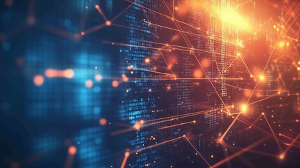 Fototapeta premium Digital background, can be used in the description of network abilities, technological processes, digital storages, science, education, etc. 