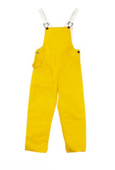 yellow work overalls isolated on white background
