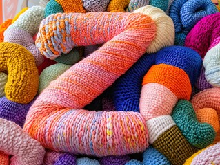 Playful Curly 'Z' Design in Bold and Soft Yarn Textures: Perfect for Sporty Wall Art Posters and Creative Decor!