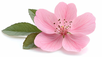 Obraz premium Pink Flower with Green Leaves.
