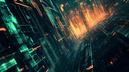 Fototapeta premium Abstract digital data background. Art can be used in the description of network abilities, technological processes, digital storages, science, education, etc. 
