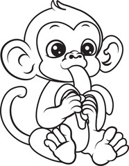 coloring book monkey eating