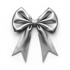 Naklejka premium shiny silver bow with elegant loops and tails, perfect for festive decorations or gift wrapping, adding touch of sophistication to any occasion