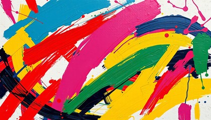 Vivid abstract painting with bold colors and dynamic brush strokes