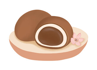 Chocolate mochi Japanese dessert vector design