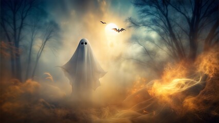 Halloween Background with Subtle Ghost Silhouette
