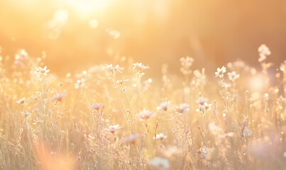 Fototapeta premium Dreamlike Landscapes and Mystical Gardens with Vibrant Flowers and Glowing Nature