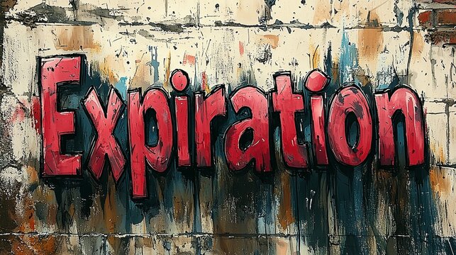The word 'Expiration' boldly presented in red on an industrial-style backdrop, featuring a textured, bold appearance that evokes urgency and finality.