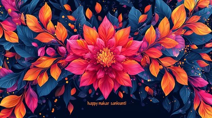 A stunning floral arrangement in vibrant hues embodies the spirit of Makar Sankranti, celebrating the traditional Indian harvest festival with artistic style.
