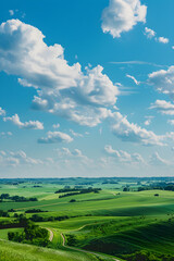 Obraz premium Soothing Greenery & Serene Countryside: The Scenic Beauty of Iowa