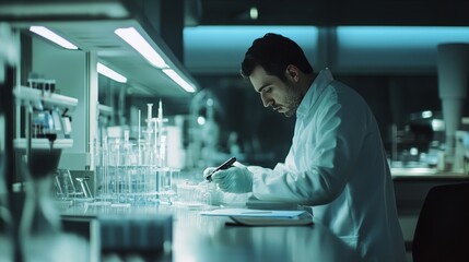Dedicated researchers conducting experiments in a cutting edge laboratory environment