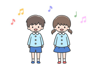 合唱する男の子と女の子