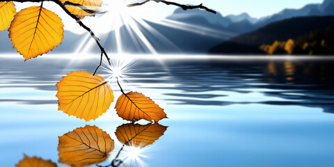 Obraz premium autumn leaves on the water