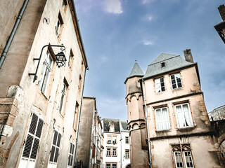 Street view of old village Thionville in France