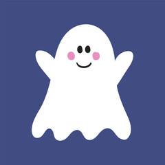 Cute spooky ghost. Clipart. Halloween design. Vector illustration