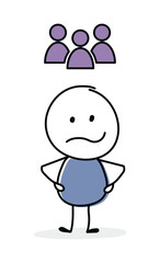 Angry stickman with teamwork symbol. Business concept. Vector