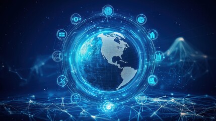 Obraz premium Futuristic Global Digital Network and Intelligence Technology Concept