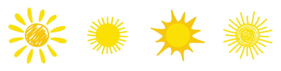 Cute hand drawn icon collection. Summer design. Vector illustration