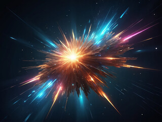 Fototapeta premium abstract space background. Explosion of glowing particles. Christmas star. Futuristic technology Elegant background