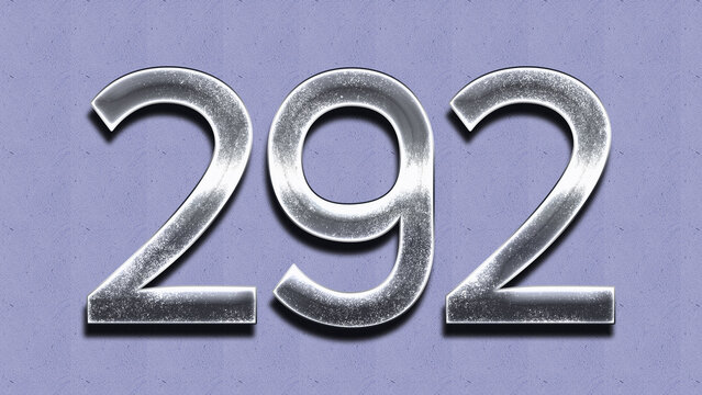 3D Chrome number design of 292 on purple wall.