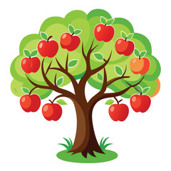 red apple tree with apples