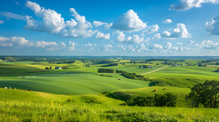 Fototapeta premium Soothing Greenery & Serene Countryside: The Scenic Beauty of Iowa