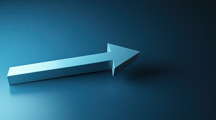 A sleek 3D arrow pointing sharply upward, conveying financial success and rising profits. Plenty of copy space on a clean background for marketing use.