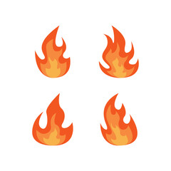 set of fire flame icon vector logo design template
