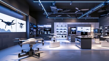 CuttingEdge Drone Emporium Explore Futuristic Flying Technology in a StateoftheArt Showroom