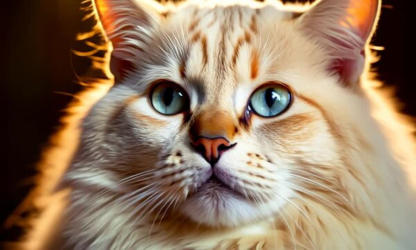 Close-up Portrait of a Fluffy Cat