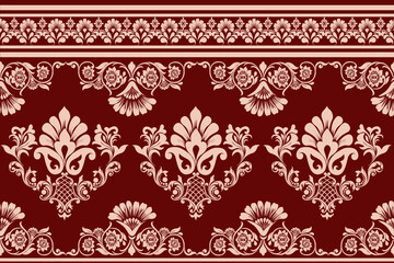 floral damask pattern repeat, boho floral, traditional Aztec style abstract, Ethnic ikat floral, Ethnic Indian