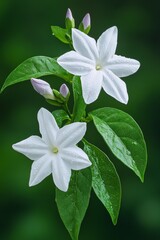 Obraz premium Flower gardenia with rain drops. National flower of The Islands