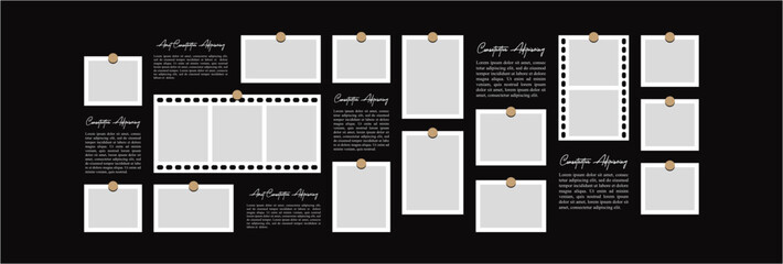 Pictures or photos frame collage. comics page grid layout abstract photo frames and digital photo wall template