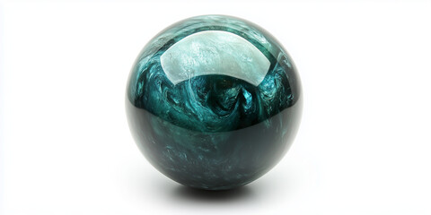 Malachite green sphere on white background