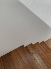 Modern architecture detail with wood stairs and clean lines