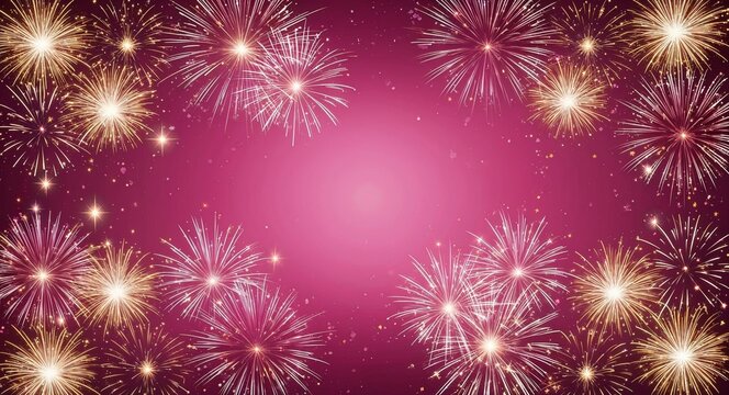 Pink and gold theme abstract sparkles and fireworks background wallpaper