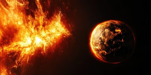 Obraz premium Celestial Inferno: Eruptions of Solar Power Impacting Our Planet
