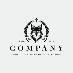 wolf  logo design vector template illustration