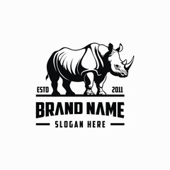 rhino logo design vector template illustration