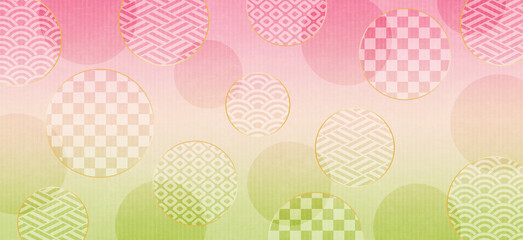 和紙質感の和柄の背景、新年の行事やお祝い事等へ