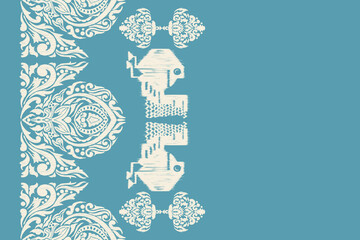 Motifs African boho paisley Floral Ikat seamless pattern embroidery border. Ethnic ikat floral Ethnic Indian Pattern Ikat pattern Ethnic Pattern.Border floral Aztec embroidery border seamless patterns