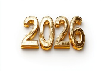 Elegant 2026 Shiny Gold Letters Design