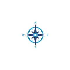 Obraz premium Compass blue icon isolated on white background