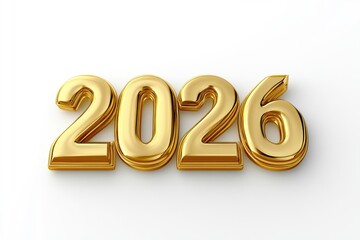 Shiny 3D Golden Numbers 2026 on Bright Canvas