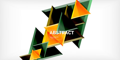 Abstract background - colorful triangles with 3d effect. Vector Illustration For Wallpaper, Banner, Background, Card, Book Illustration, landing page