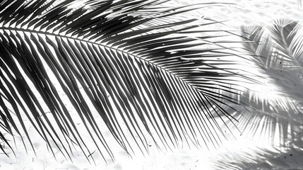 Obraz premium Shadow of Plant Leaf. Tropical Palm Tree Owerlay