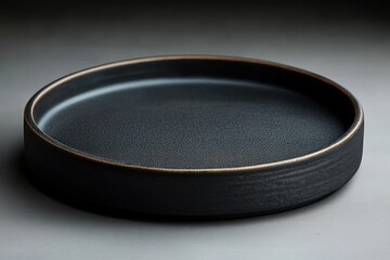 Black Ceramic Tray with Copper Rim