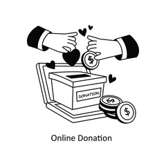 Online Donation concepts outline style illustrations stock illustration